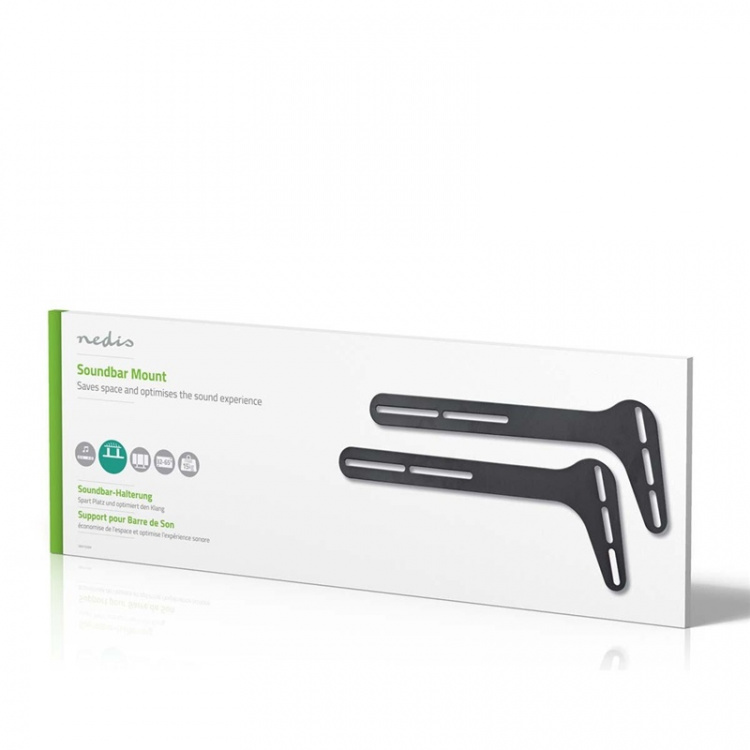 Nedis Soundbar-teline | Sopii käytettäväksi: Yleismalli | Kiinnitetään TV:hen | 15 kg | Kiinteä | Teräs | Musta Nedis Soundbar-teline | Sopii käytettäväksi: Yleismalli | Kiinnitetään TV:hen | 15 kg | Kiinteä | Teräs | Musta