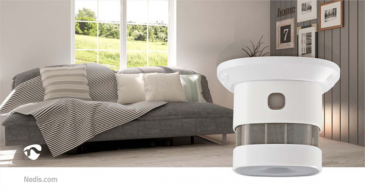 Nedis Savuvaroitin | Paristokäyttöinen | Pariston ikä jopa: 10 Vuotta | EN 14604 | Pysäytyspainikkeella | Testipainikkeella | 85 dB | ABS-Muovi | Valkoinen