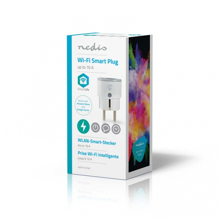 Nedis SmartLife Älypistorasia | IP21 | Virtamittari | 2500 W | Maadoitettu virtaliitin / Tyyppi F (CEE 7/7) | -10 - 40 °C | Android™ / IOS | Valkoinen | 1 kpl