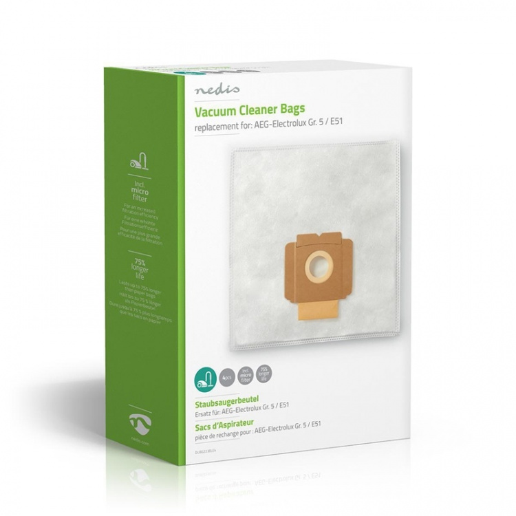 Nedis Pölypussi | 4 kpl | Mikrokuitu | Eniten myyty: Electrolux | Valkoinen