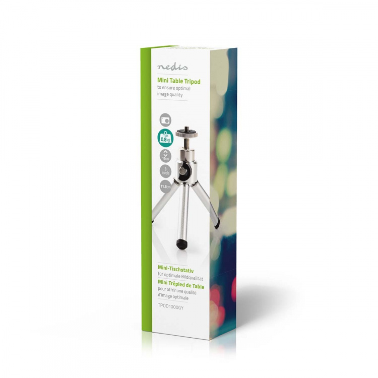 Nedis Kolmijalka | Maksimi kuormitettavuus: 0.8 kg | Pienin työkorkeus: 11 cm | Maksimi työkorkeus: 14.5 cm | 1 Segmentti | Kuulapää | Matkalaukku sisältyy | ABS-Muovi / Teräs | Hopea Nedis Kolmijalka | Maksimi kuormitettavuus: 0.8 kg | Pienin työkorkeus: 11 cm | Maksimi työkorkeus: 14.5 cm | 1 Segmentti | Kuulapää | Matkalaukku sisältyy | ABS-Muovi / Teräs | Hopea