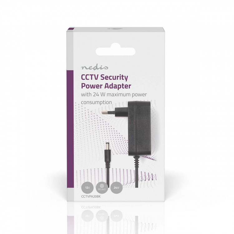 Nedis CCTV Tehosovitin | 2.0 A | 12 V DC | 5.5 x 2.1 mm Uros | Uros | 1.50 m | Musta