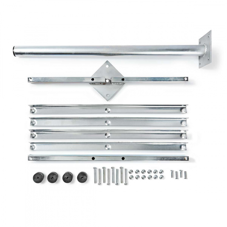 Nedis Satelliitti Parvekejalusta | Maston pituus: 0.75 m | Astian maksimikoko: 90.0 cm | Pohjalevyn koko: 4 x 30 x 30 cm | Teräs | Hopea Nedis Satelliitti Parvekejalusta | Maston pituus: 0.75 m | Astian maksimikoko: 90.0 cm | Pohjalevyn koko: 4 x 30 x 30 cm | Teräs | Hopea