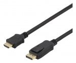 DELTACO DP - HDMI-kaapeli, 10m, 3840x2160 30Hz, 10,8Gb/s, musta