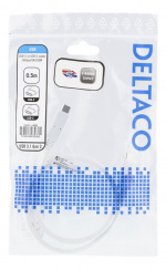 DELTACO USB-C-kaapeli, 0,5m, 10Gbps, 100W, 5A, USB 3.1 Gen 2, valk. DELTACO USB-C-kaapeli, 0,5m, 10Gbps, 100W, 5A, USB 3.1 Gen 2, valk.