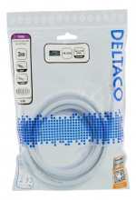 DELTACO High-Speed Premium HDMI -kaapeli, 3m, Ethernet, 4K UHD, valk. DELTACO High-Speed Premium HDMI -kaapeli, 3m, Ethernet, 4K UHD, valk.