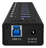 ICY BOX USB 3.0 Hub, 10 port, charging port, alu, w PSU