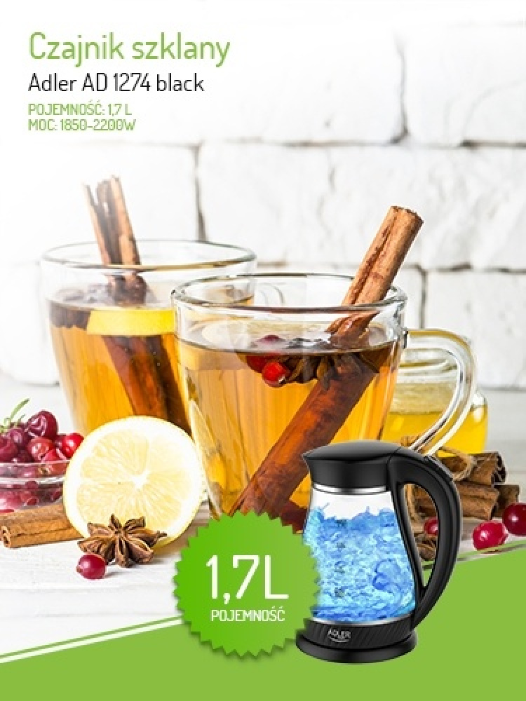 Adler vattenkokare 1,7L, svart