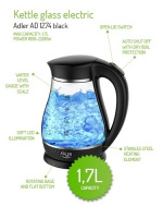 Adler vattenkokare 1,7L, svart