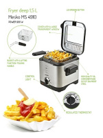Mesko friteerauskone termostaatilla, 1,5 litraa