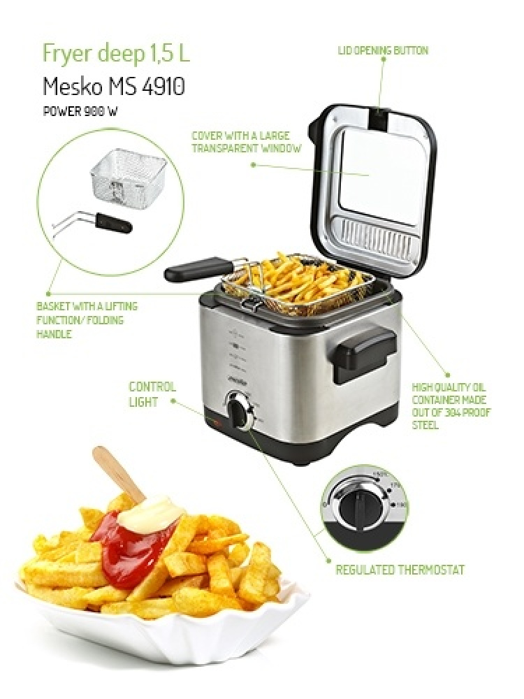 Mesko friteerauskone termostaatilla, 1,5 litraa