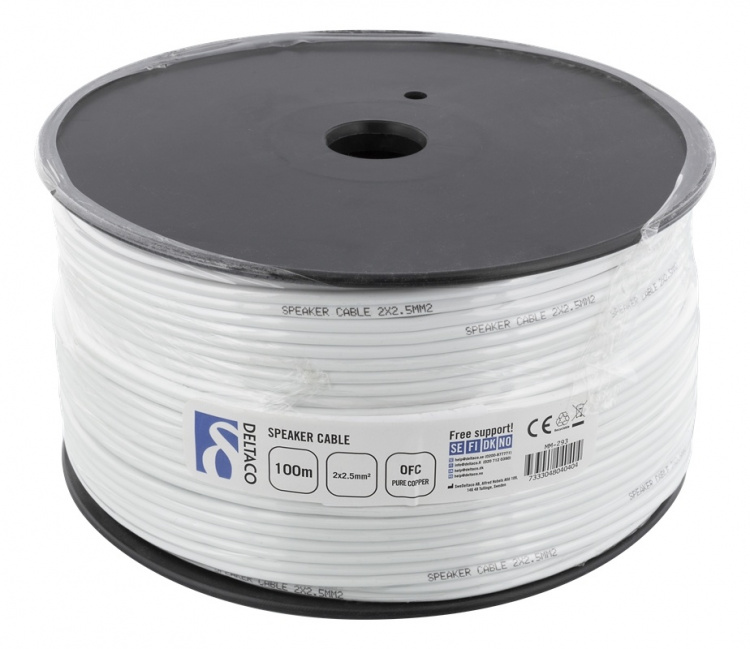 DELTACO kaiutinkaapeli, 2x2,5mm2, ei sis. liittimiä, täyskupar., 100m DELTACO kaiutinkaapeli, 2x2,5mm2, ei sis. liittimiä, täyskupar., 100m