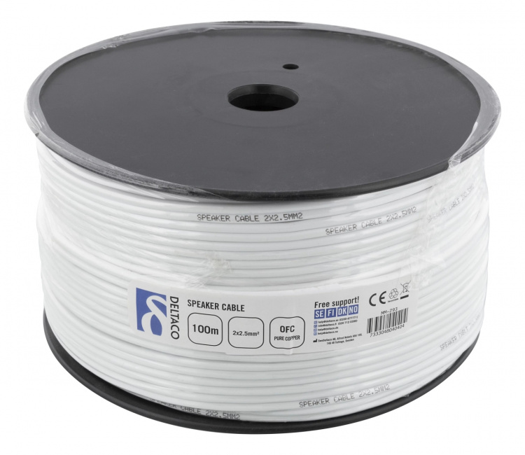DELTACO kaiutinkaapeli, 2x2,5mm2, ei sis. liittimiä, täyskupar., 100m DELTACO kaiutinkaapeli, 2x2,5mm2, ei sis. liittimiä, täyskupar., 100m