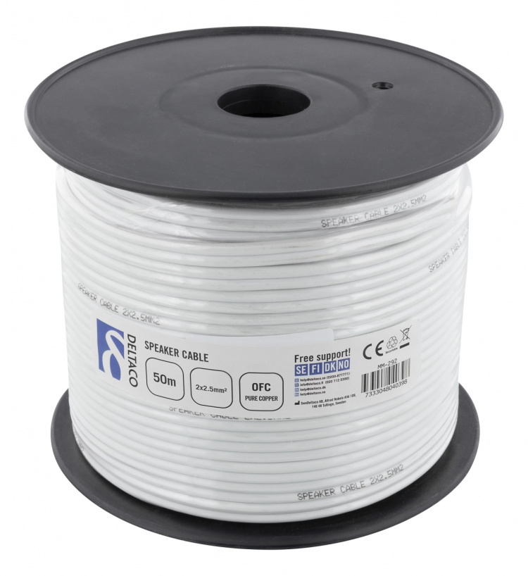 DELTACO kaiutinkaapeli, 2x2,5mm2, ei sis. liittimiä, täyskupar., 50m DELTACO kaiutinkaapeli, 2x2,5mm2, ei sis. liittimiä, täyskupar., 50m