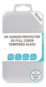 DELTACO näytönsuoja Galaxy S10+, 3D karkaistua lasia, kovuusaste 9H