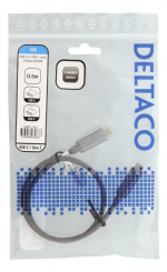DELTACO USB-C-kaapeli, 0,5m, 60W USB PD, 10Gbps, harmaa