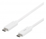 DELTACO USB-C-kaapeli, 1m, 1,5A, USB 3.1 Gen 1, E-Marker, valkoinen