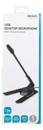 DELTACO USB-pöytämikrofoni, taajuusvaste 100Hz - 1kHz, musta/harmaa DELTACO USB-pöytämikrofoni, taajuusvaste 100Hz - 1kHz, musta/harmaa