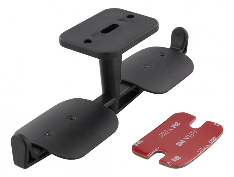 DELTACO GAMING kaksihaarainen kuulokeripustin, ABS-muovia, 3M, musta