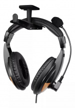 DELTACO GAMING kaksihaarainen kuulokeripustin, ABS-muovia, 3M, musta