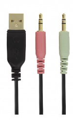 DELTACO GAMING kuulokemikrofoni, stereoääni, 2x 3,5 mm, LED, 2m, musta