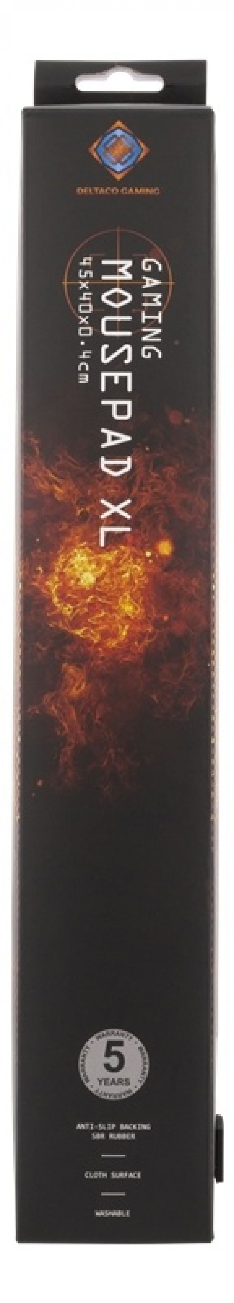 DELTACO GAMING XL-hiirimatto, 45x40cm, pestävä kangaspäällyste, musta