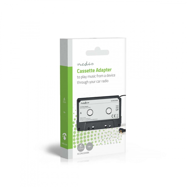 Nedis Aux Kasettisovitin Autoon | 3.5 mm | Kaapelin pituus: 1.00 m | Musta