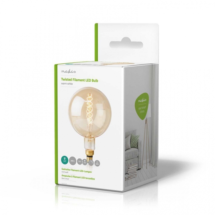 Nedis LED Filamenttilamppu E27 | G200 | 5 W | 280 lm | 2000 K | Himmennettävä | Lämmin Valkoinen | Retrotyylinen | 1 kpl