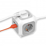ALEA-Power Plug -pistoke USB-liitännällä / pistokelohko (pistorasiat 4-tie, 2x USB-laturi ja 1,4 metrin kaapeli)