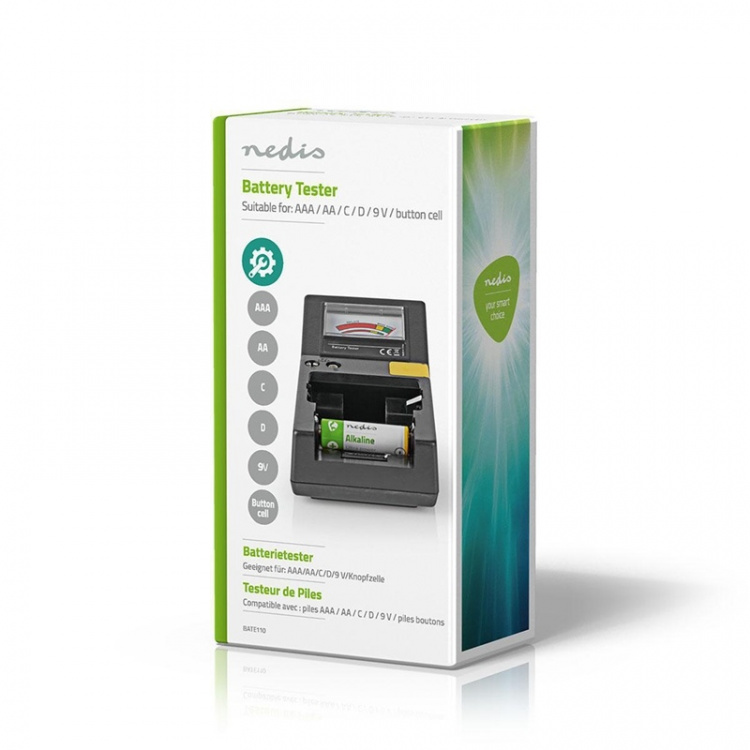 Nedis Akkutesteri | 9V - AA - AAA - Button Cell - C - D | Musta Nedis Akkutesteri | 9V - AA - AAA - Button Cell - C - D | Musta