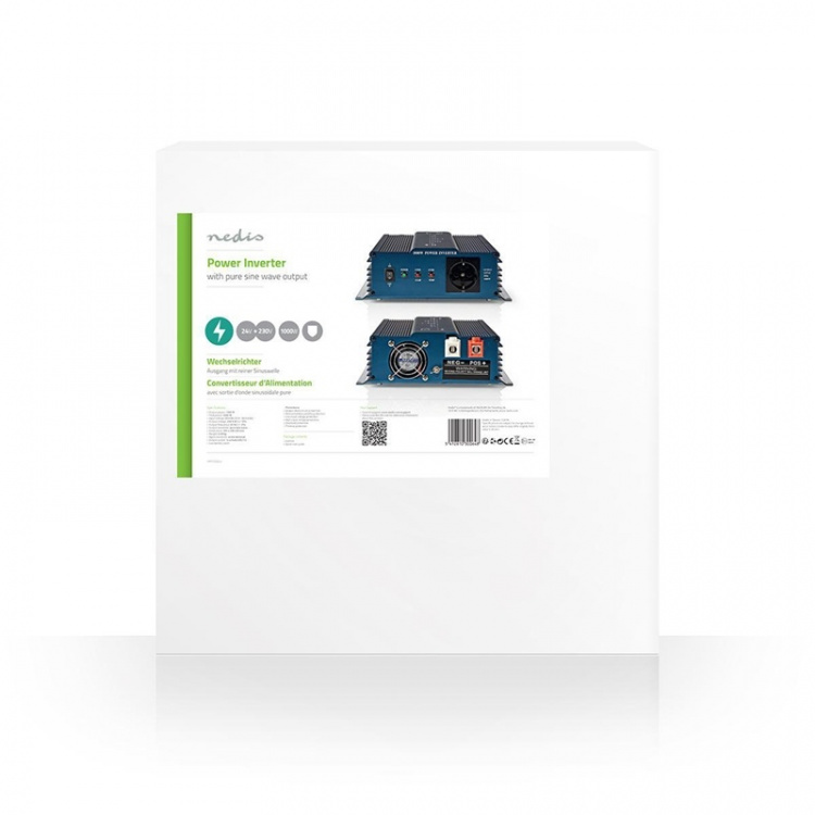 Nedis Invertteri Puhdas Siniaalto | Tulojännite: 24 V DC | Laitteen lähtövirran liittimet: Type F (CEE 7/3) | 230 V AC 50 Hz | 1000 W | Lähtöliitännän huipputeho: 2000 W | Ruuviliitin | Puhdas siniaalto | Sulake | Sininen Nedis Invertteri Puhdas Siniaalto | Tulojännite: 24 V DC | Laitteen lähtövirran liittimet: Type F (CEE 7/3) | 230 V AC 50 Hz | 1000 W | Lähtöliitännän huipputeho: 2000 W | Ruuviliitin | Puhdas siniaalto | Sulake | Sininen