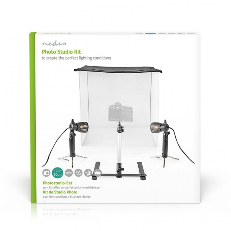 Nedis Photo Studio Sarja | 400 lm | Kokoontaitettava | Tausta sisältyy | Matkalaukku sisältyy | Musta Nedis Photo Studio Sarja | 400 lm | Kokoontaitettava | Tausta sisältyy | Matkalaukku sisältyy | Musta