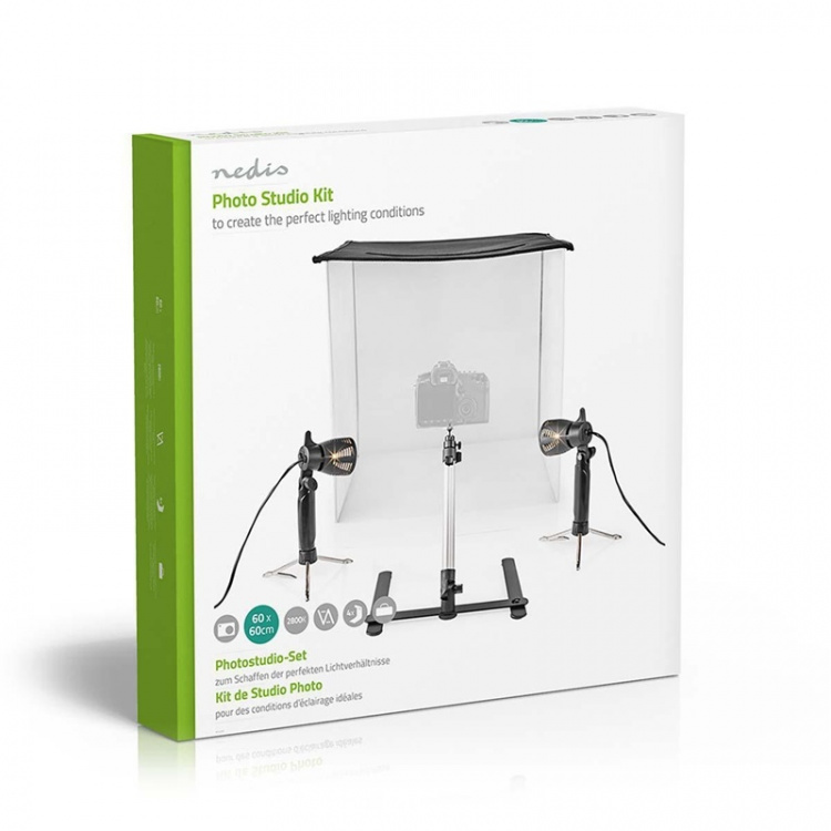 Nedis Photo Studio Sarja | 400 lm | Kokoontaitettava | Tausta sisältyy | Matkalaukku sisältyy | Musta Nedis Photo Studio Sarja | 400 lm | Kokoontaitettava | Tausta sisältyy | Matkalaukku sisältyy | Musta