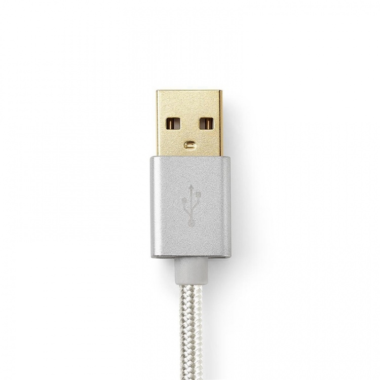 Nedis USB kaapeli | USB 2.0 | USB-A Uros | USB-C™ Uros | 15 W | 480 Mbps | Kullattu | 2.00 m | Pyöreä | Nailon / Punottu | Alumiini | Laatikko kannella ja ikkunalla