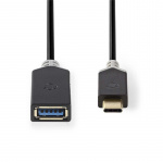 Nedis USB-C™ Sovitin | USB 3.2 Gen 1 | USB-C™ Uros | USB-A Naaras | 5 Gbps | 0.15 m | Pyöreä | Niklattu | PVC | Antrasiitti | Laatikko