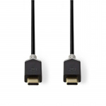 Nedis USB kaapeli | USB 3.2 Gen 2 | USB-C™ Uros | USB-C™ Uros | 100 W | 10 Gbps | Kullattu | 1.00 m | Pyöreä | PVC | Antrasiitti | Ikkunallinen laatikko