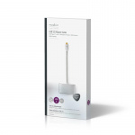 Nedis USB N Moniporttisovitin | 3-in-1 | USB 3.2 Gen 1 | USB-C™ Uros | USB-A Naaras / USB-C™ Naaras / VGA Naaras | 5 Gbps | 0.20 m | Pyöreä | Kullattu | Nailon / Punottu | Hopea | Laatikko kannella ja ikkunalla