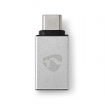 Nedis USB-C™ Sovitin | USB 3.2 Gen 1 | USB-C™ Uros | USB-A Naaras | 5 Gbps | Pyöreä | Niklattu | Hopea | Laatikko kannella ja ikkunalla