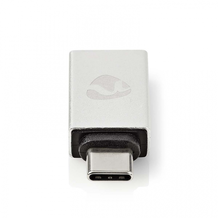 Nedis USB-C™ Sovitin | USB 3.2 Gen 1 | USB-C™ Uros | USB-A Naaras | 5 Gbps | Pyöreä | Niklattu | Hopea | Laatikko kannella ja ikkunalla