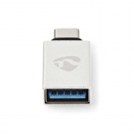 Nedis USB-C™ Sovitin | USB 3.2 Gen 1 | USB-C™ Uros | USB-A Naaras | 5 Gbps | Pyöreä | Niklattu | Hopea | Laatikko kannella ja ikkunalla