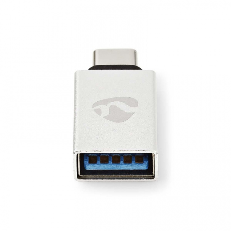 Nedis USB-C™ Sovitin | USB 3.2 Gen 1 | USB-C™ Uros | USB-A Naaras | 5 Gbps | Pyöreä | Niklattu | Hopea | Laatikko kannella ja ikkunalla