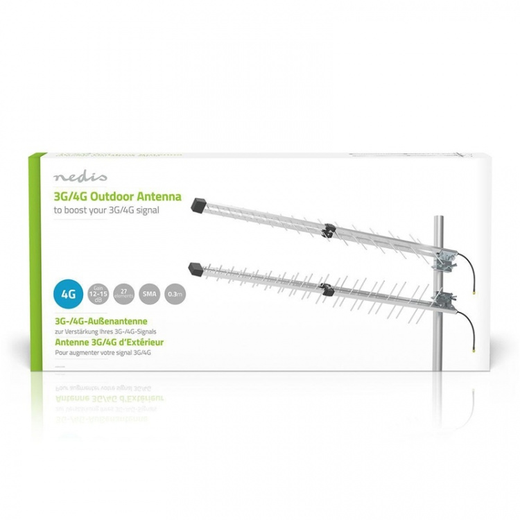 Nedis 4G / 3G Antenni | 5G | Ulkotila | 698 - 3800 MHz | Vahvistus: 15 dB | 0.30 m | Hopea