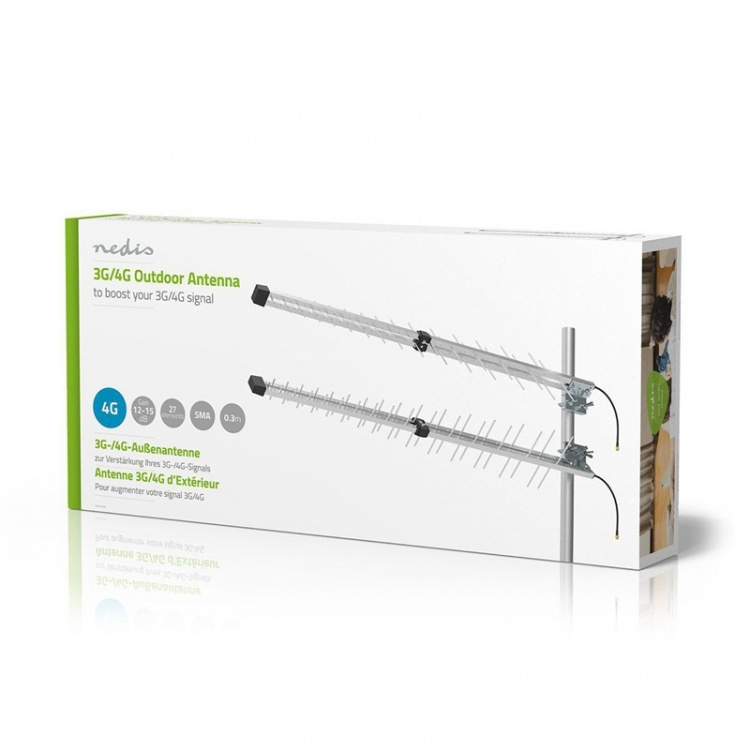 Nedis 4G / 3G Antenni | 5G | Ulkotila | 698 - 3800 MHz | Vahvistus: 15 dB | 0.30 m | Hopea