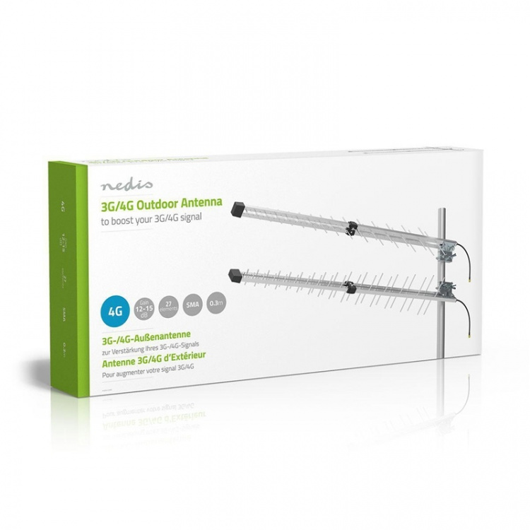 Nedis 4G / 3G Antenni | 5G | Ulkotila | 698 - 3800 MHz | Vahvistus: 15 dB | 0.30 m | Hopea