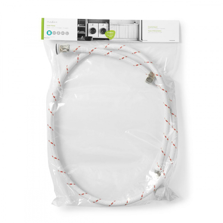 Nedis Nylonpunos Tuloletku | 3/4\'\' | 3/4\'\' | 10 Bar | 90 °C | 1.50 m | Sovellus: Astianpesukone / Pesukone | Nailon | Punainen / Valkoinen