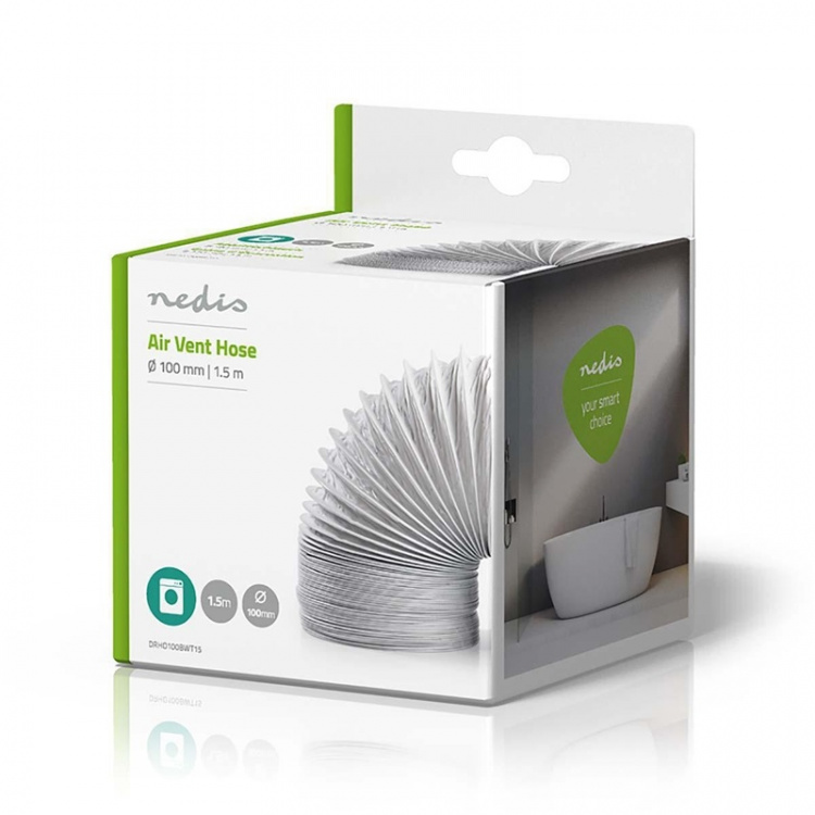 Nedis Ilmanpoistoputki PVC | 100 mm | 1.50 m | Sopii laitteeseen: Air Ventilation / Tumble Dryers | Valkoinen Nedis Ilmanpoistoputki PVC | 100 mm | 1.50 m | Sopii laitteeseen: Air Ventilation / Tumble Dryers | Valkoinen