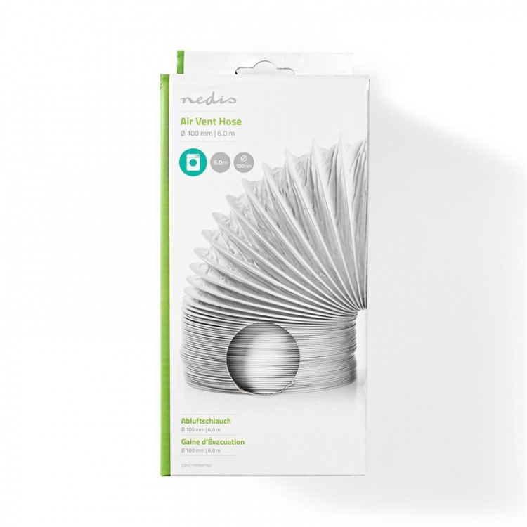 Nedis Ilmanpoistoputki PVC | 100 mm | 6.00 m | Sopii laitteeseen: Air Ventilation / Tumble Dryers | Valkoinen