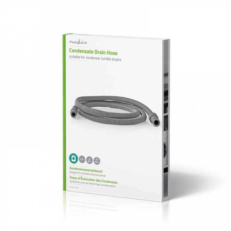 Nedis Poistoletku | 8 mm | 10 mm | 1.50 m | Sovellus: Kondensoiva kuivausrumpu | Kumi / Muovi | Harmaa