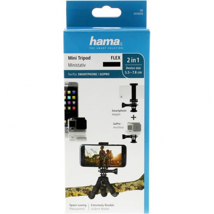 Hama Pöytäjalusta Flex Smartphone & GoPro 14cm Musta