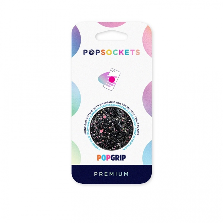 PopSockets Sparkle Black Irrotettava Grip Telinetoiminto Premium